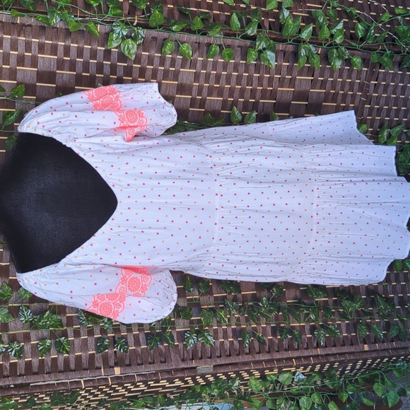 Loft Dot Dress Embroidered Tiered Swing Dress - Picture 5 of 9